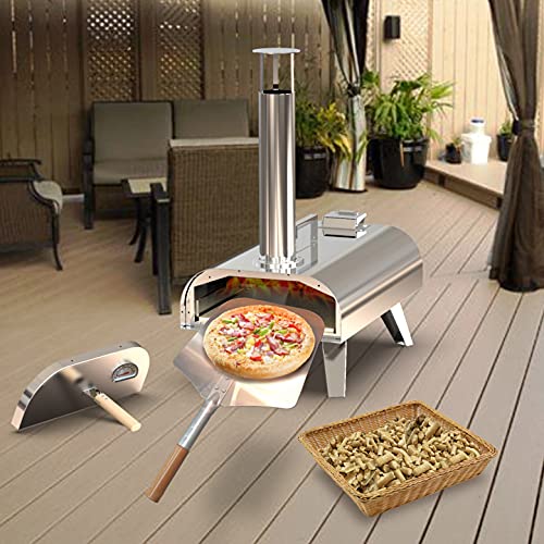 WINTRON Outdoor Pizza Oven 12-Inch Wood-Fired Pizza Oven Portable Wood Pizza Oven with Pizza Stone and Pizza Oven Carry Bag(Cover)­