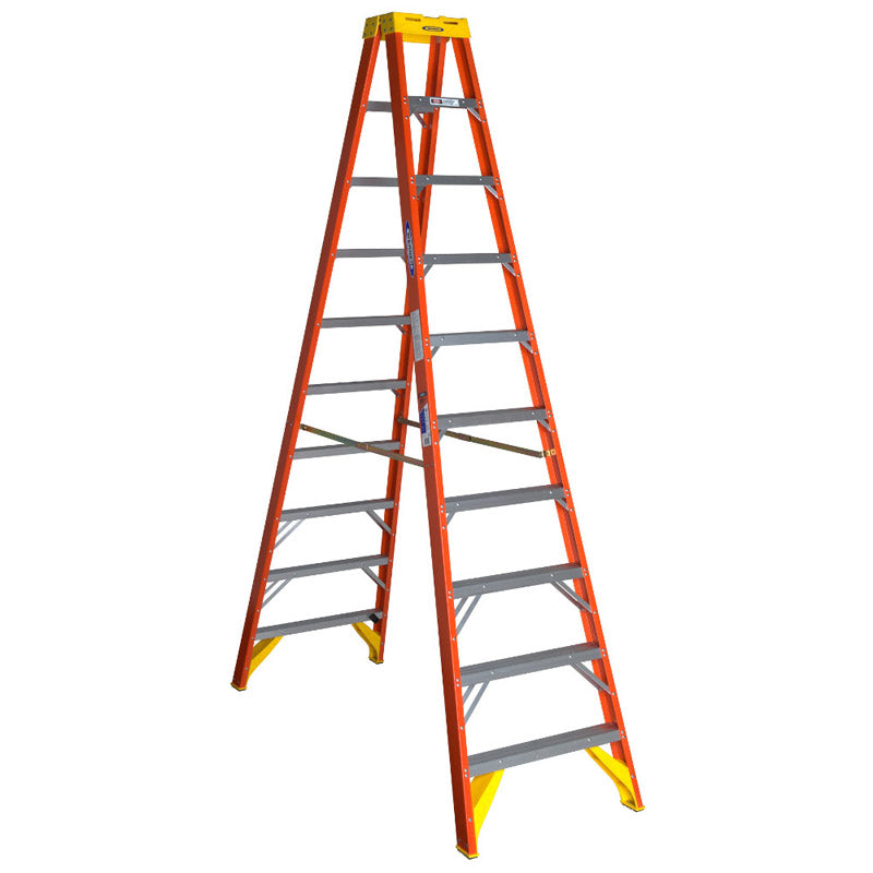 Werner Stepladder Twin Fiberglass 10 ' Type Ia 300 Lb Heavy Duty Non-Conduct