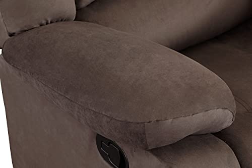 Blackjack Furniture Winthrop Microfiber Modern Reclining Living Room, Den Loveseat, Brunette