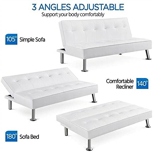 Banl Convertible Futon Sofa Bed Tufted Faux Leather Futon Couch Bed for Living Room Sofa Sofa Bed Sleeper Sofa Couches for Living Room Sofas for Living Room Living Room Furniture Couch Bed