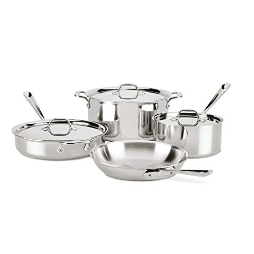 All-Clad D3 Stainless Cookware Set, Pots and Pans, Tri-Ply Stainless Steel, Professional Grade, 10-Piece