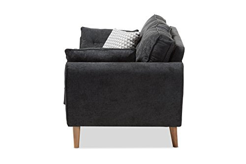 Baxton Studio Manuela Loveseat, Dark Grey