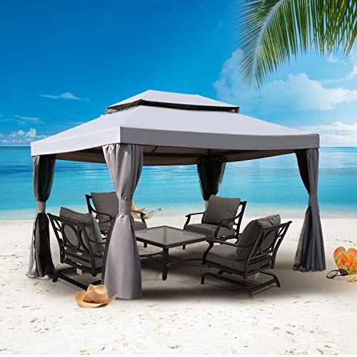 Grand Patio 13.1‘x 9.8‘ Outdoor Gazebo with Soft-Top Canopy and Shade Curtains (Gray)