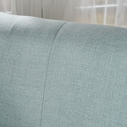 Christopher Knight Home Justus Mid-Century Modern Fabric Loveseat, Light Blue / Natural