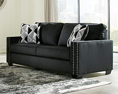 Signature Design by Ashley Gleston Glam Upholstered Sofa with Nailhead Trim, Black