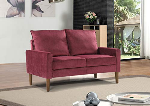 US Pride Furniture Velvet Square arm Sofas, Burgundy