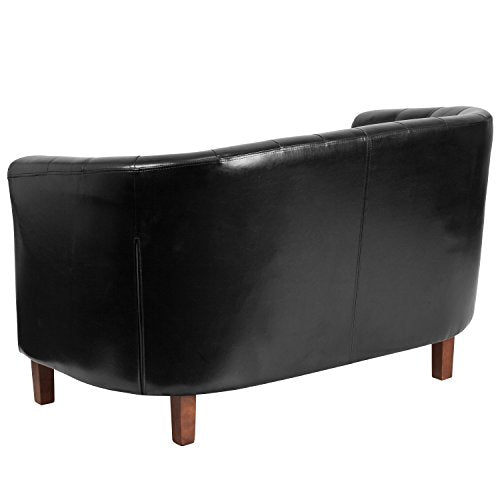 EMMA + OLIVER Black LeatherSoft Tufted Loveseat
