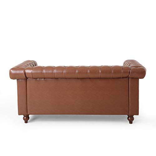 Christopher Knight Home Brinkhaven Love Seats, Cognac Brown + Espresso