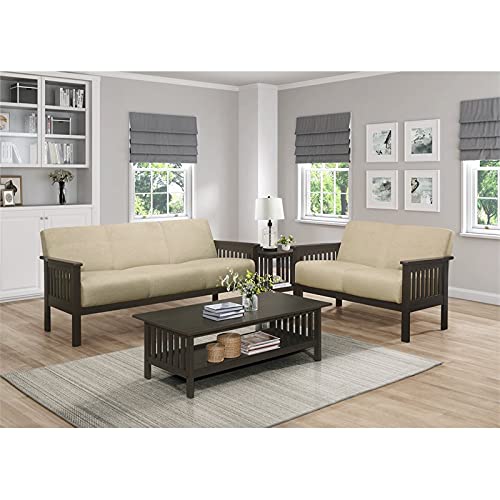 Lexicon Lewiston Fabric Upholstered Sofa in Light Brown and Antique Gray