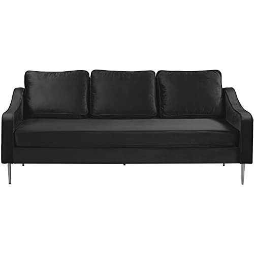 Velvet Sofa Chesterfield Twin Sectional Comfortable Couch for Office Living Room Bedroom Modern Modular Soft YeBingZhi Loveseat for Apartment Dorm Small Spaces (3-Seat, Black)