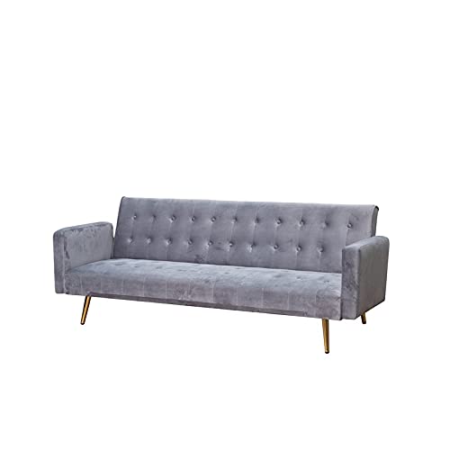 Kingway Furniture Jeffery Velvet Convertible Sofa in Light Gray