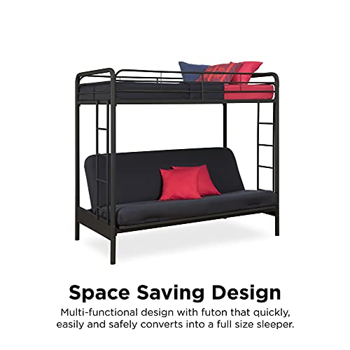 DHP Twin-Over-Futon Convertible Couch and Bed with Metal Frame and Ladder - Black