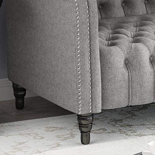 Christopher Knight Home Edgar Traditional Chesterfield Sofa with Tufted Cushions, Gray and Black