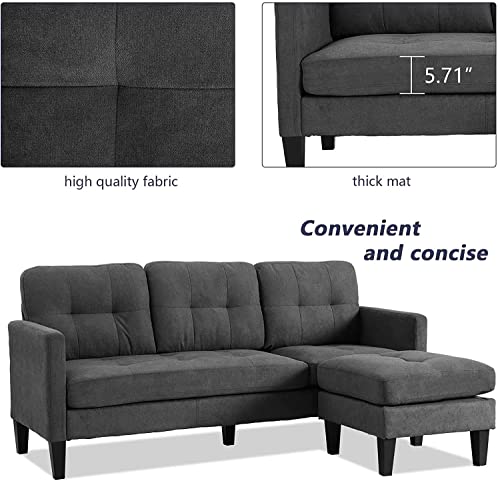 RELAXIXI Mid-Century Retro Modern Living Room Sofa Set with Loveseat and Seating Sofa Chair, Couch and Lounge Chairs(1 Set,Gray)