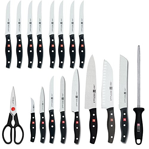 ZWILLING Twin Signature 19-pc Kitchen Knife Set with Block, Chef Knife, Professional Chef Knife Set, German Knife Set Light Brown