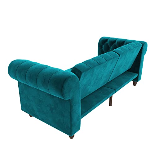 DHP Felix Chesterfield Sofa Futon, Green Velvet