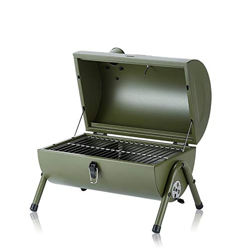 Charcoal Grill, Portable Barbecue Charcoal Grill, Folding Tabletop BBQ Grill with Lid, Suitable for Outdoor Camping Travel, Park, Beach,Party,Backyard,Patio (Color : Green, Size : 42x29x37)