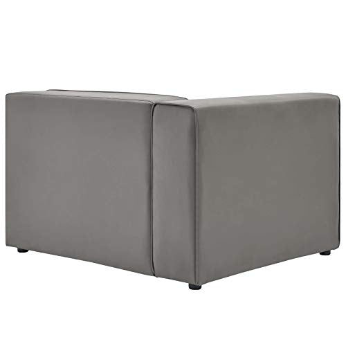 Modway Mingle Vegan Leather Sectional Sofa Left-Arm Chair, Gray