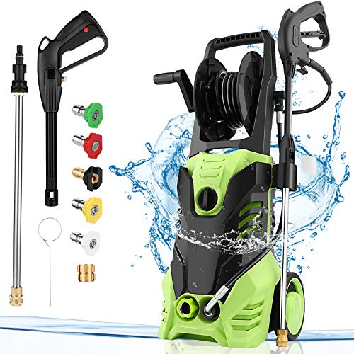 Homdox 2950 PSI Electric Pressure Washer 2.0 GPM High Pressure Washer 1800W Electric Power Washer Cleaner with Hose Reel 5 Nozzles