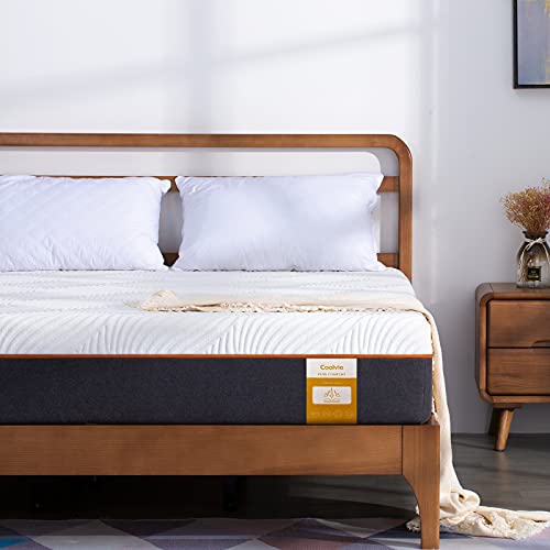 Queen Mattress, Coolvie 10 Inch Memory Foam and Pocket Spring Hybrid Mattress in a Box, Hybrid Innerspring Bed Mattress for Sleep Supportive & Pressure Relief, Breathable Hypoallergenic Knitted Cover