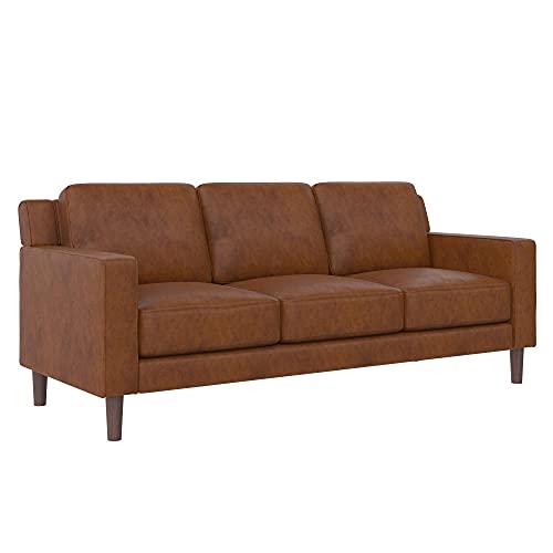DHP Brynn 3 Seater Sofa, Camel Faux Leather