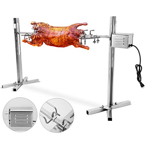 ETE ETMATE Electric Rotisserie Kit, 15W Universal Complete Large Grill Roaster Rod, Pig Chicken Hog Lamb Charcoal Cooker, Stainless Steel Outdoor Use Rotisserie Spit(US Stock)