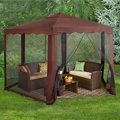 BrylaneHome New and Improved 13'W Hexagon Gazebo, Chocolate