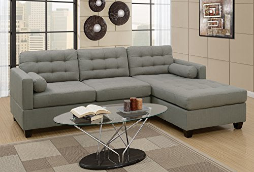 Poundex F7564 Bobkona Kiele Sectional Set, Grey