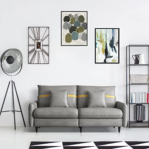 72.8 inch Sofa Couch Mid-Century 3-Seat Tufted Love Seat for Living Room Bedroom Office Apartment Dorm Studio and Small Space 2 Pillows Included (Silvery Gray)