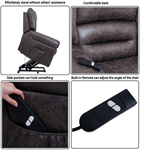 Harper & Bright Designs Lift Chair Heavy-Duty Power Lift Recliner Chair for Elderly Built-in Remote and 2 Castors (Distressed Brown)