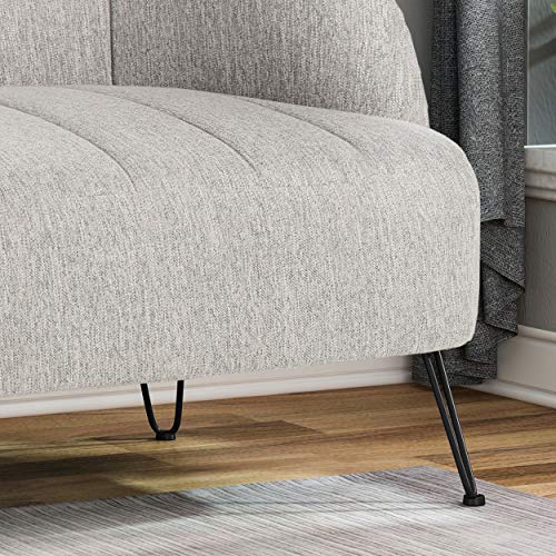 Kyra Modern Fabric Loveseat with Hairpin Legs, Light Gray