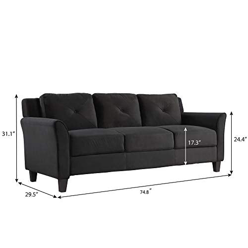 Harper & Bright Designs Living Room 3 Piece Sofa Couch Set,3 Seats Loveseat Single Chair Sectional Sofa Set, Black