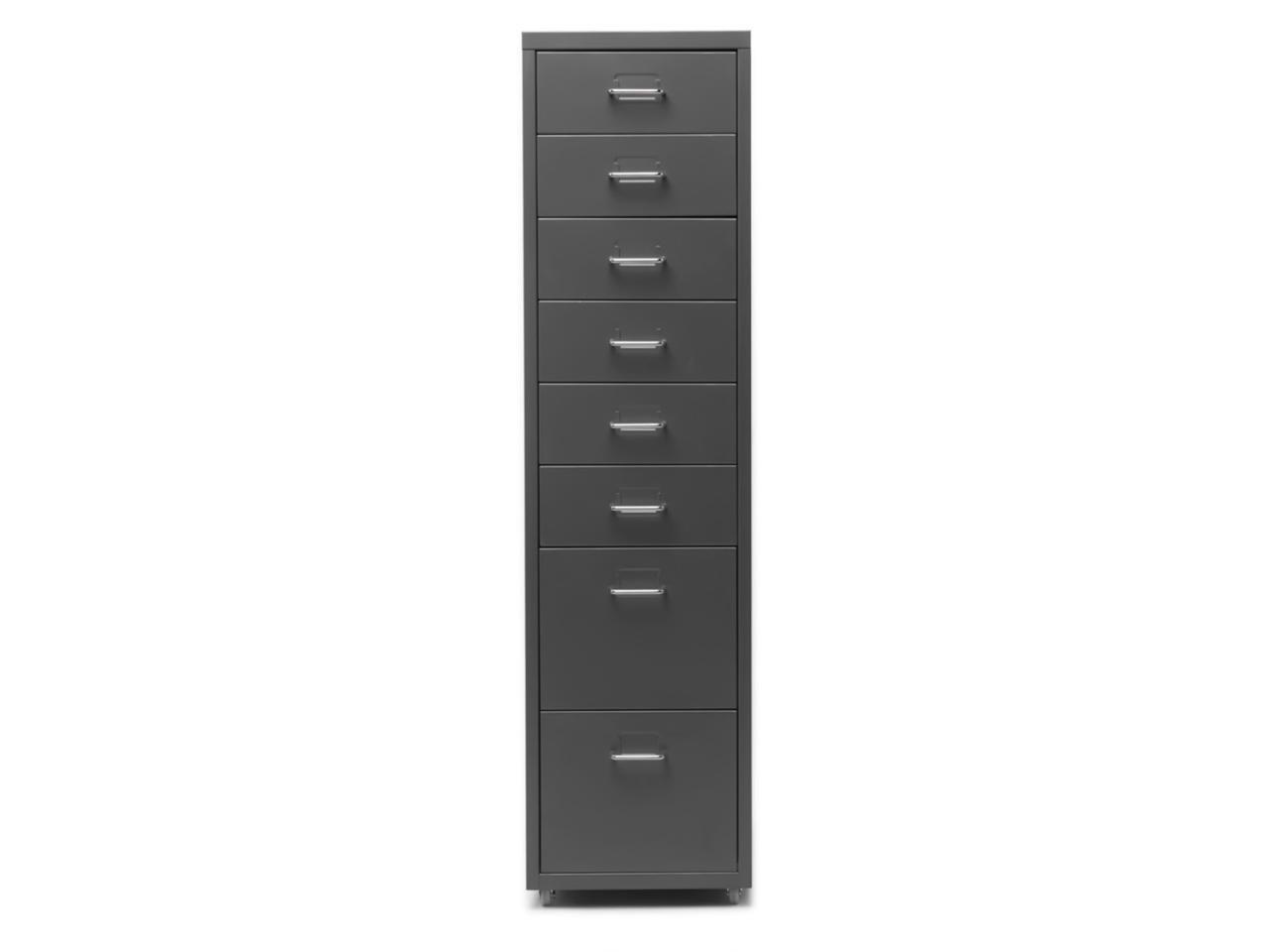 iKayaa Metal Drawer Filing Cabinet Detachable Mobile Steel File Cabinets w/ 8 Drawers 4 Casters