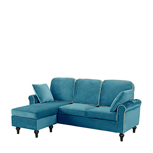 Divano Roma Furniture Madison Sectional, Teal