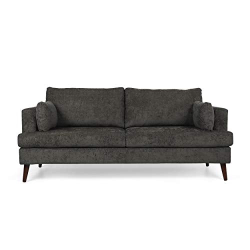 Christopher Knight Home Randolph Contemporary 3 Seater Fabric Sofa, Dark Charcoal + Espresso