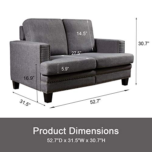 Top Space Loveseat Couch Sofa Set Accent Arm Single Chair Modern Mid Century Grey Sofa Bed 2-Seat Living Room Furniture