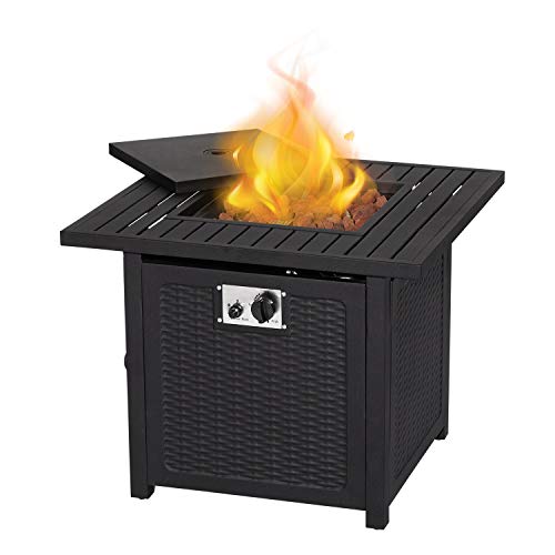 Outdoor Propane Fire Pit Table 30Inch 50,000 BTU Propane Square Gas Fire Pit Table with Cover Electronic Ignition Stove, Auto-Ignition Fireplace with CSA Certification