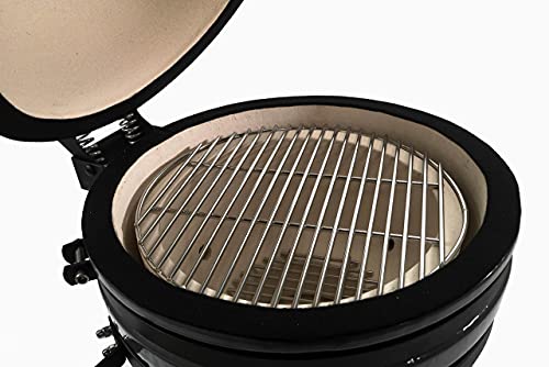 VESSILS Kamado Charcoal BBQ Grill – Heavy Duty Ceramic Barbecue Smoker and Roaster with Built-in Thermometer and Stainless Steel Grate