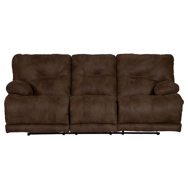 Lay Flat Reclining Sofa in Elk Brown Polyester Fabric