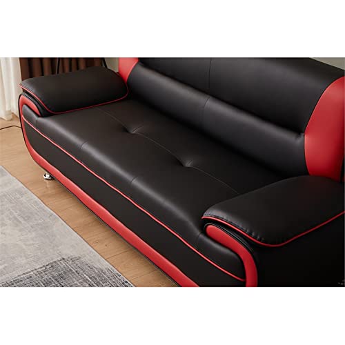 Kingway Furniture Lilian Faux Leather Livingroom Sofa in BlackRed