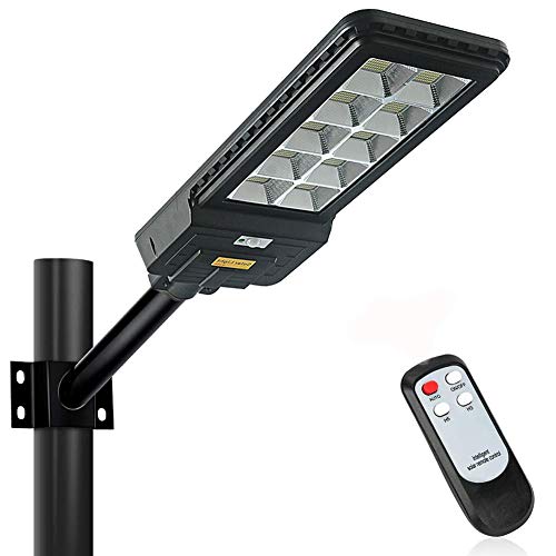 Solar Street Lights Outdoor, LED Parking Lot Lighting 500W Security Flood Light Auto On/Off Dusk to Dawn with Remote Control for Yard, Garden, Street, Basketball Court (500 watts)