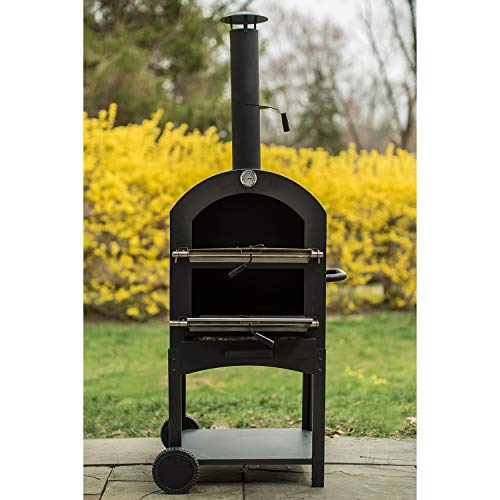 Harbor Gardens KUK002B Monterey Pizza Oven with Stone, Stainless/Enamel Coated Steel,51.25