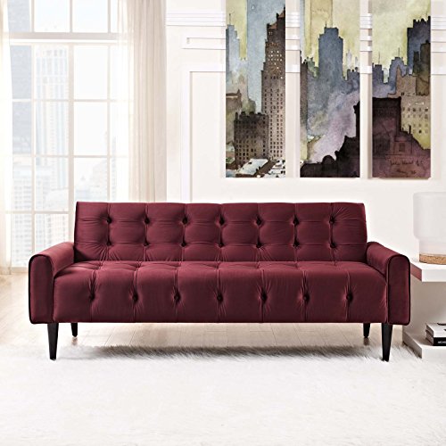 Modway Delve Luxury Button Tufted Upholstered Velvet Sofa In Maroon