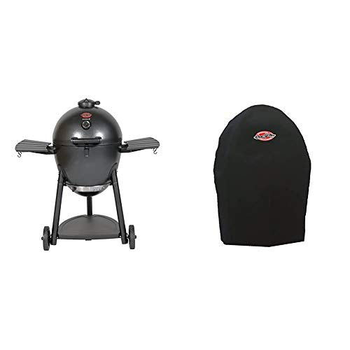 Char-Griller E16620 Akorn Kamado Charcoal Grill, Graphite & 6755 AKORN Grill Cover, Black