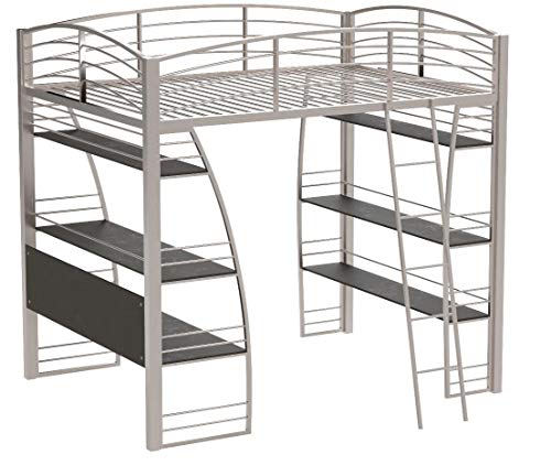 DHP Studio Loft Bunk Bed Over Desk and Bookcase with Metal Frame - Twin (Gray)