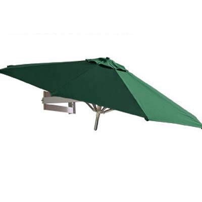 JLXJ Umbrellas Wall Mount Patio Parasol, Tilting & Foldable Garden Sunshade Umbrella, 7ft / 220cm Outdoor Sunbrella, Aluminium Ribs (Color : Green)