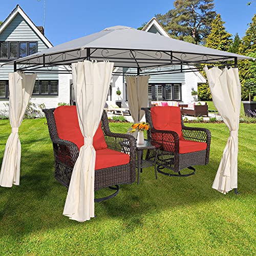 10×10 Backyard Gazebo, X&T Outdoor Gazebos and Canopies with Shade Curtains, Soft Top Metal Gazebos for Patios, Ventilated Pavilion for Shading and Rain (10×10, Beige)
