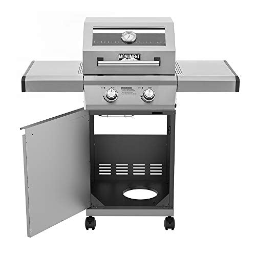 Monument Grills 14633 2-Burner Stainless Steel Liquid Propane Gas Grill with Clear View Lid, LED Controls