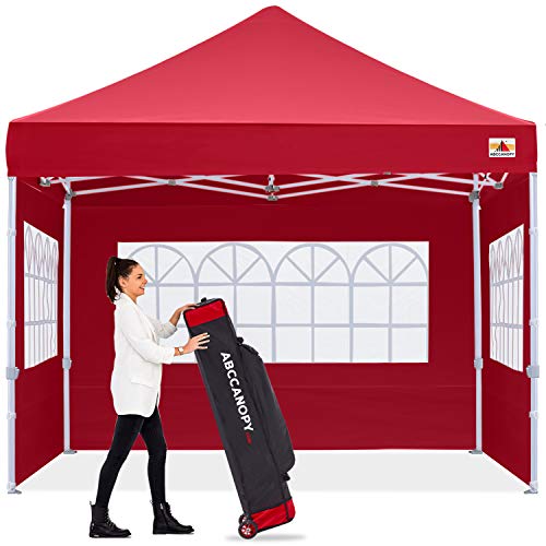 ABCCANOPY Ez Pop Up Canopy Tent 10x10 with Church Window Sidewalls, Party Tent-Series, White,Burgundy