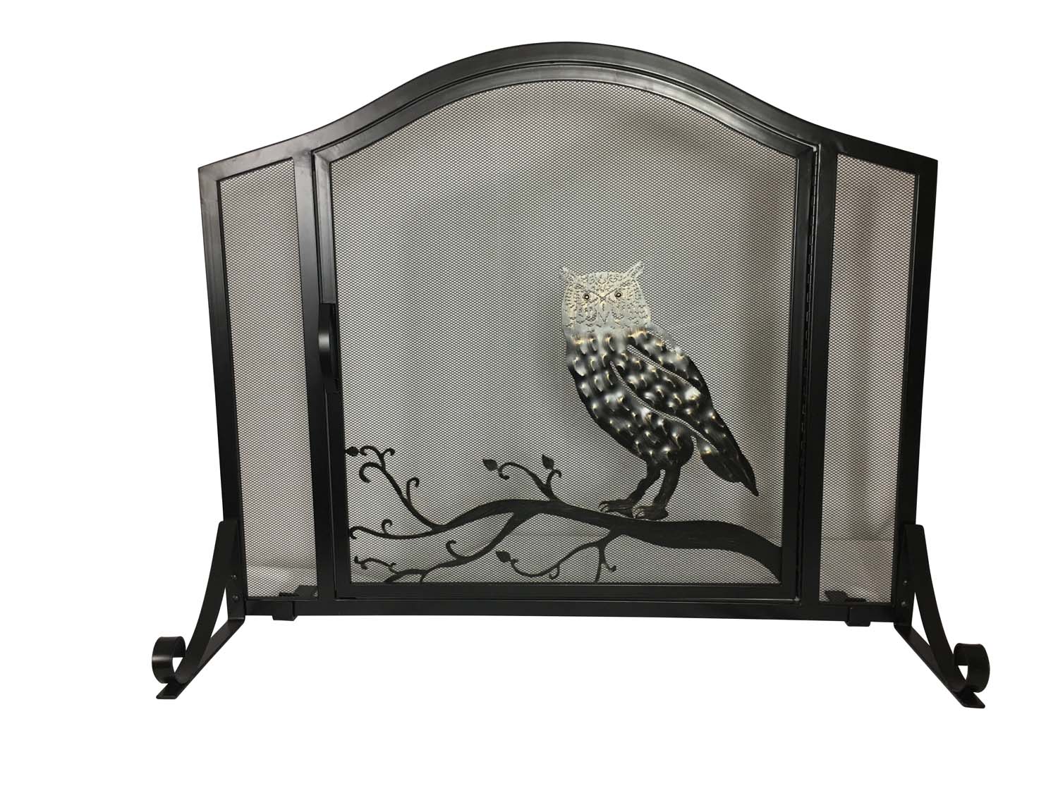 Dagan Wrought Iron with Owl Design Arched Panel Screen